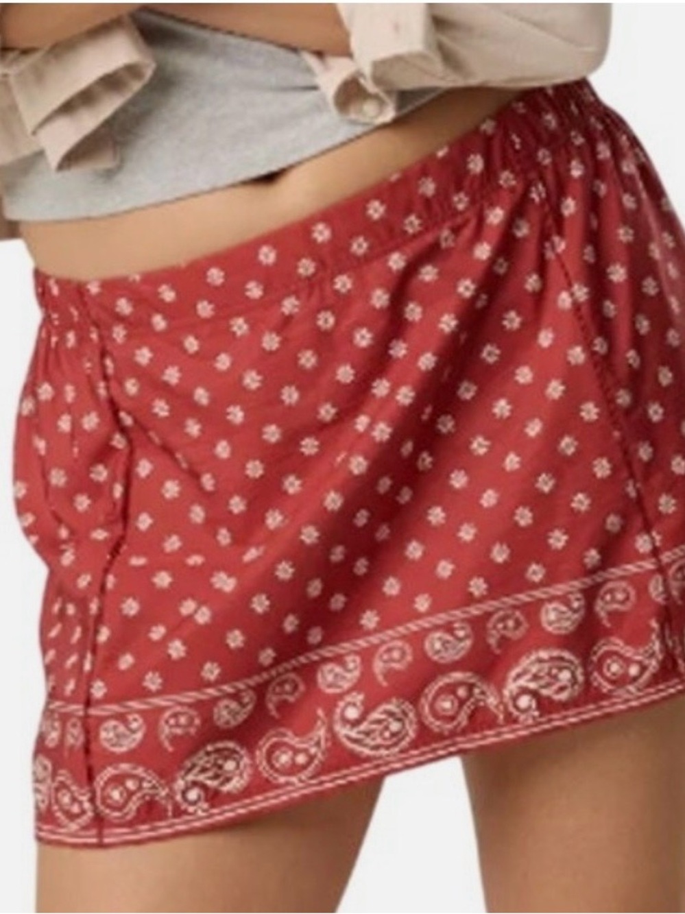 Offline by Aerie Floral Paisley Athletic Skort in Red Size Small